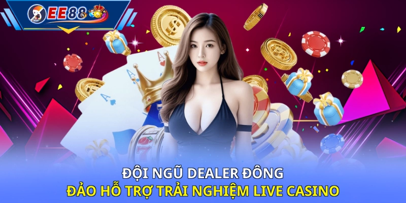 Đội ngũ dealer đông đảo hỗ trợ trải nghiệm Live Casino 